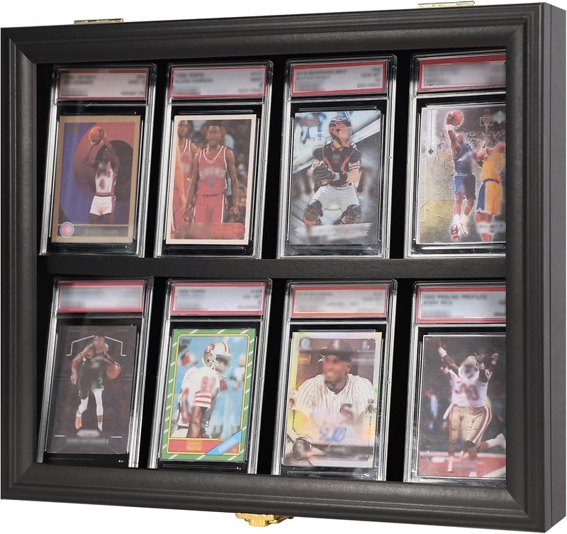 Grintus 8 Baseball Card Display Case - Lockable Sports Graded Card Display Case Wall Mount with UV Protection Acrylic Door for Baseball Basketball Football Hockey Trading Card Collection Small - Image 1